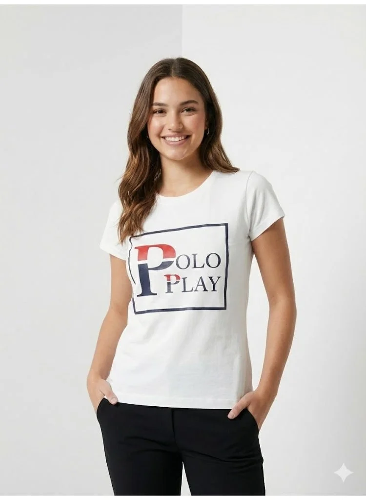 Polo Play Ladies Graphic T-shirt -WHITE